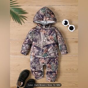 Hunting Camouflage Baby Infant Toddler Hoodie Bodysuit Jumper Romper Sz 9-12 mo